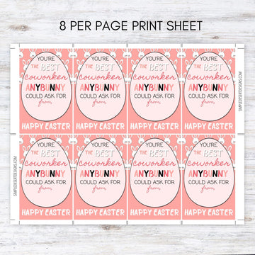 personalized Easter coworker, staff, employee nurse bunny themed favor tags